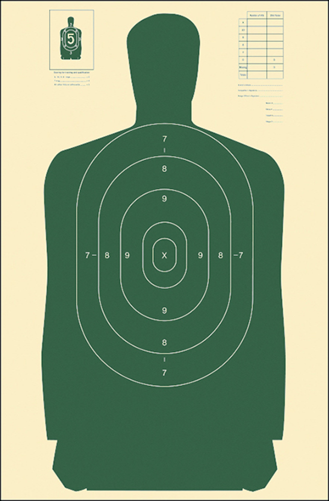 Action Target B-27S Qualification Silhouette Paper Hanging Target 24" x 45" Green/White 100 Per Box