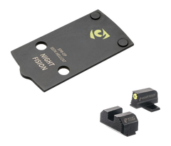 Night Fision SPR-OPBS-507K-HC Optic Plate + Backup Sight Combo - Fits Springfield Hellcat / Holosun 507K - Yellow Front