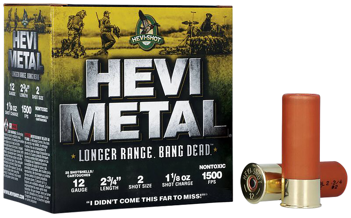 Hevi-Shot HEVI-Metal Longer Range 12 Gauge 2.75" 1 1/8oz #2 Shot - Box or Case