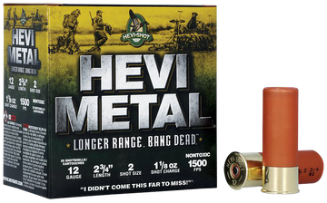 Hevi-Shot HEVI-Metal Longer Range 12 Gauge 2.75" 1 1/8oz #2 Shot - Box or Case