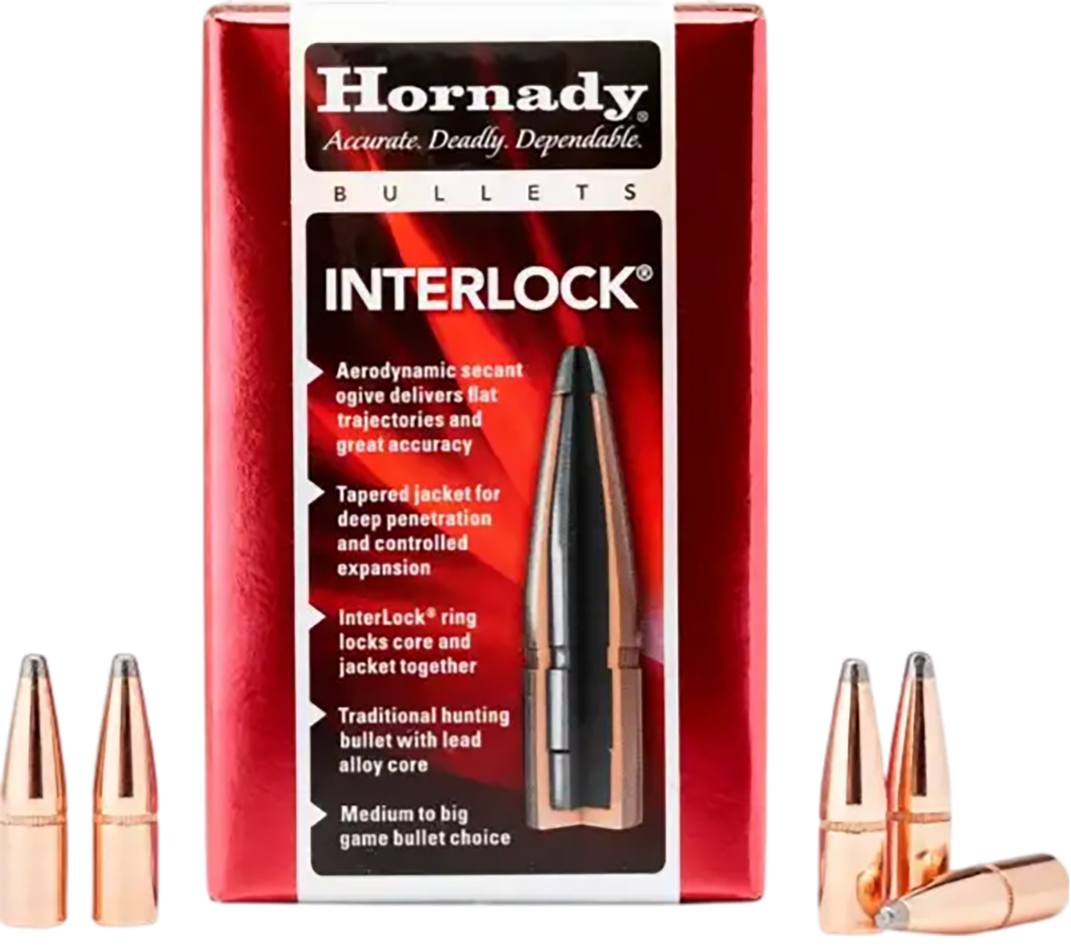 Hornady InterLock 30 Cal .308 150 gr BTSP Bullets - 100 Per Box