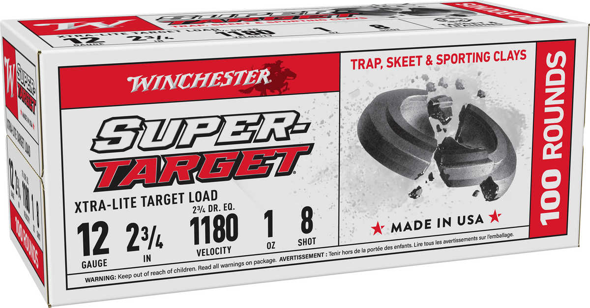 Winchester Ammo Super-Target Xtra-Lite 12 Gauge 2.75" 1 oz #8 Shot 100 Rd - Box or Case