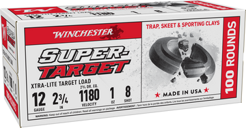 Winchester Ammo Super-Target Xtra-Lite 12 Gauge 2.75" 1 oz #8 Shot 100 Rd - Box or Case