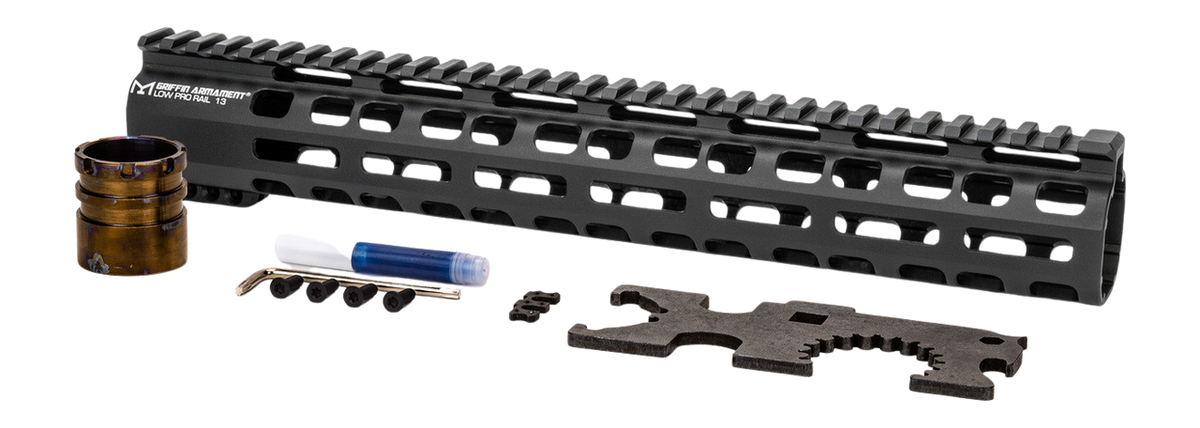 Griffin Armament LPR13 13in Low Pro Rigid M-LOK Handguard 7075 Aluminum - Black