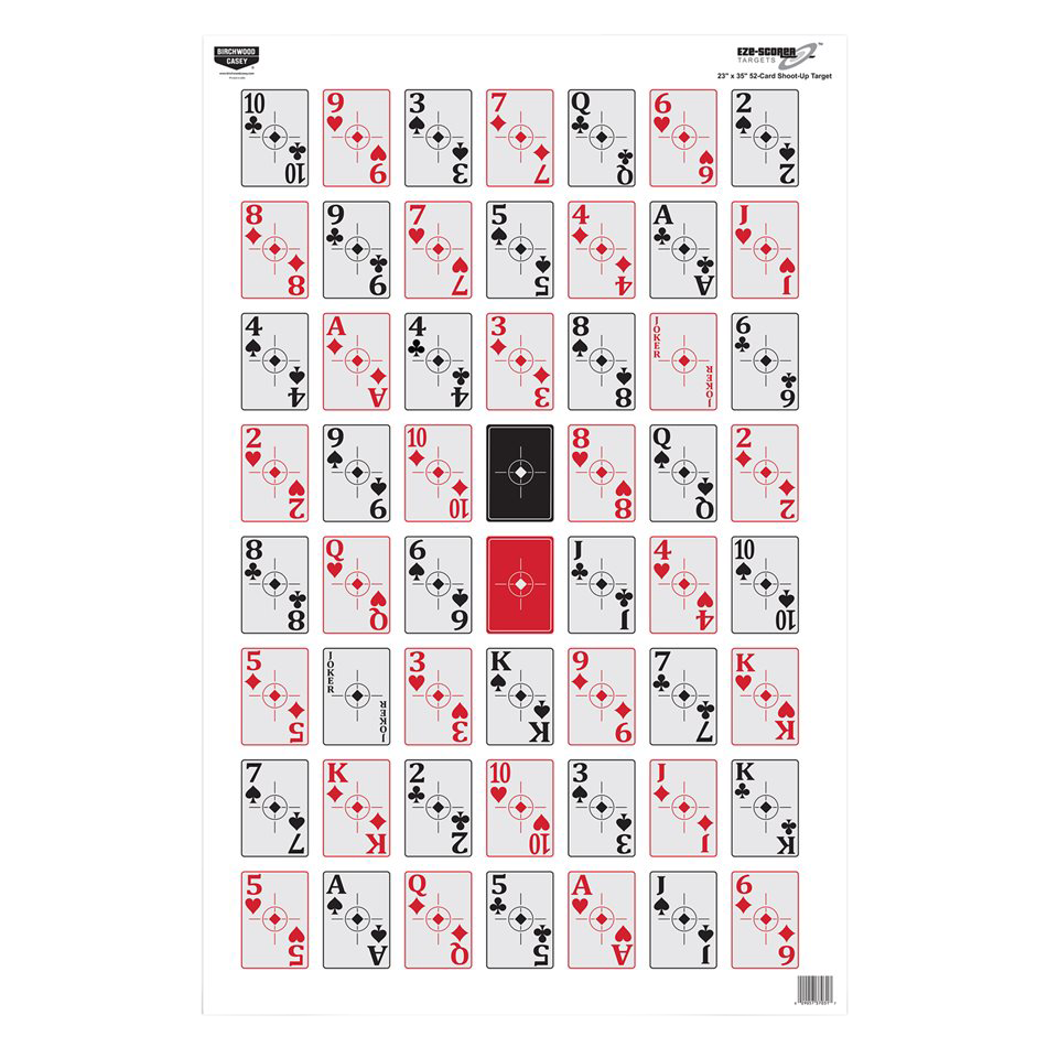 Birchwood Casey 37026 EZE-Scorer 52-Card Shoot-Up Paper Hanging Target 23" x 35" Multi-Color 5 Pack