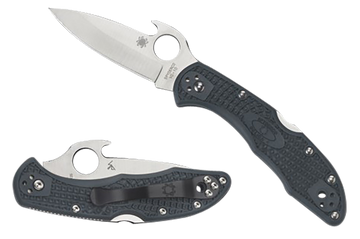 Spyderco Delica 4 Lightweight 2.9" VG-10 Plain Edge Emerson Opener Blue-Gray FRN Folding Knife