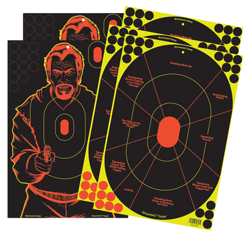 Birchwood Casey Shoot-N-C 12"x18" Trainer/Bad Guy Reactive Paper Target Combo 5 Pack
