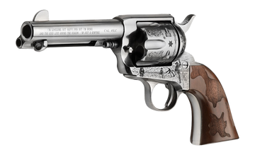 Pietta Cowpoke 45 Long Colt 4.75" 6-Shot Single-Action Revolver - Nickel Engraved