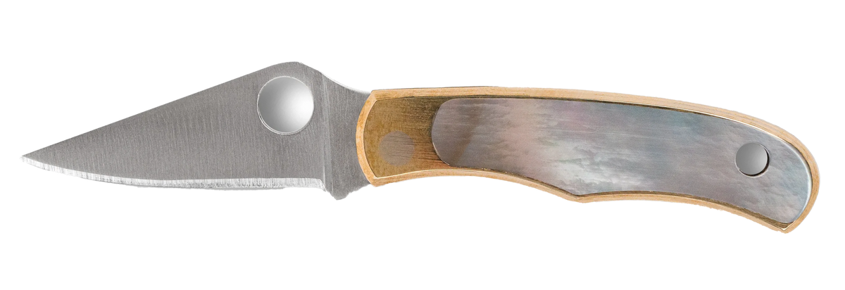 Spyderco Bug 1.25" 12C27 Sandvik Plain Drop Point Slipjoint Folding Knife - Nickel Silver Abalone