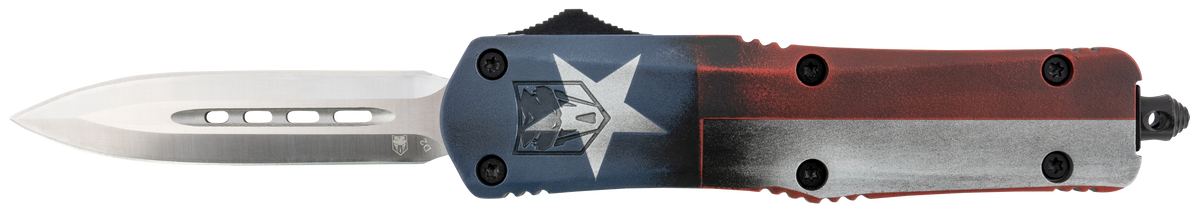 CobraTec Knives FS-3 Texas Flag Medium 3" OTF Dagger Plain D2 Steel