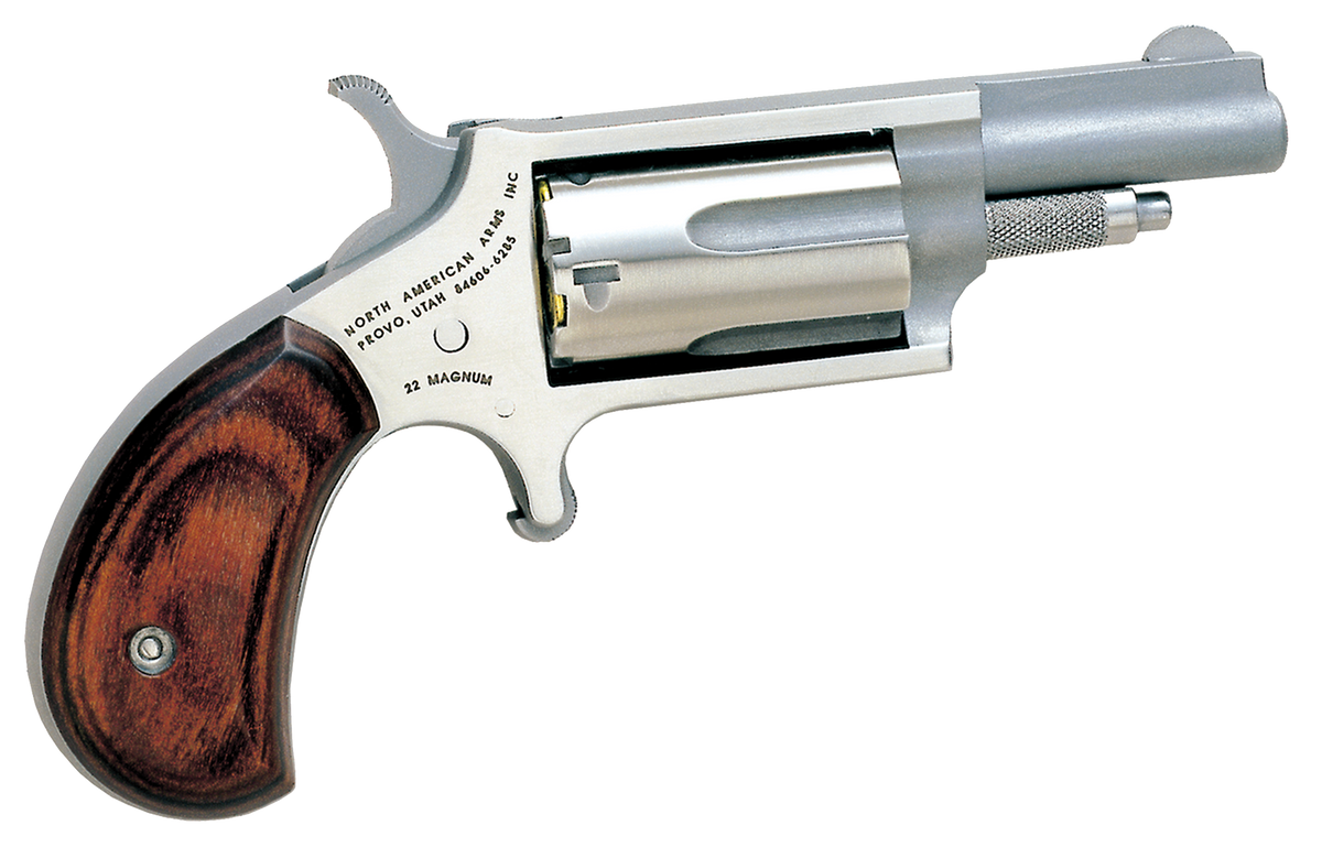 NAA 22M Mini-Revolver 22 WMR 1.63" 5-Shot SAO Stainless Steel Rosewood Grip