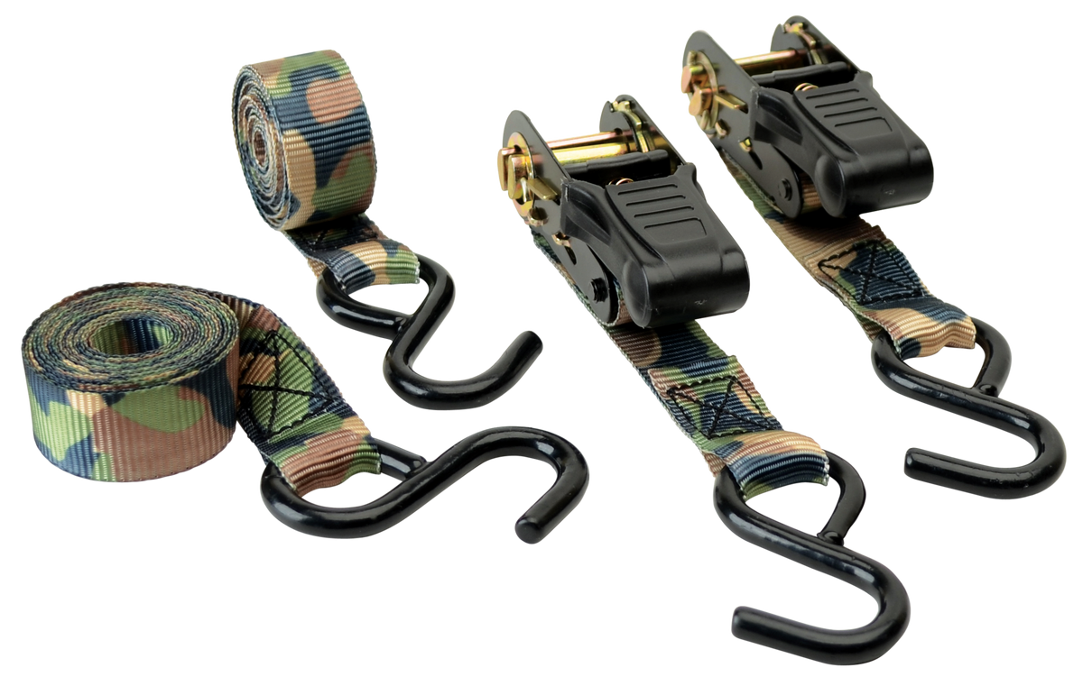 HME RS4PK Camouflage Ratchet Tie Down Straps 1" x 8' 4-Pack
