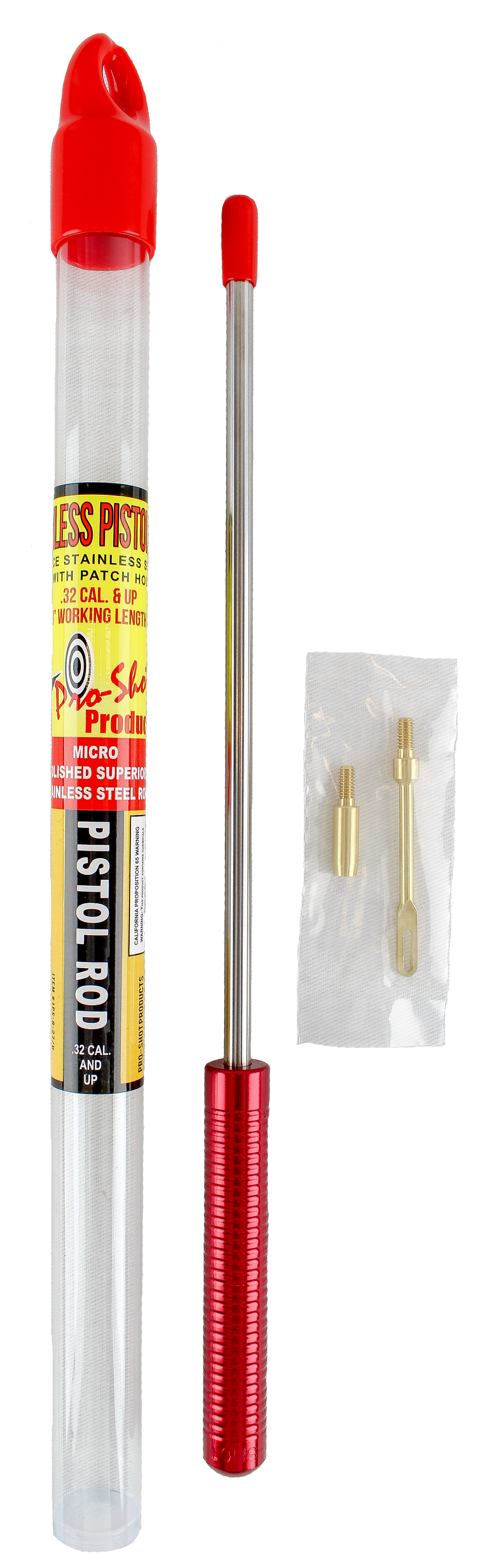 Pro-Shot 1PS87U Micro-Polished 8" Pistol Cleaning Rod .27 Cal & Up #8-32 Thread Stainless Steel