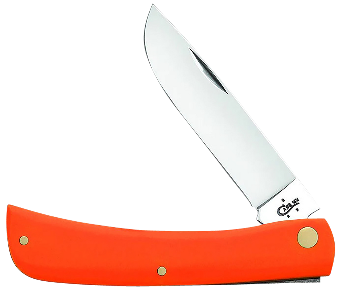 Case Sod Buster 3.30" Folding Skinner Plain Mirror Polished Tru-Sharp SS Blade - Smooth Orange Synthetic Handle