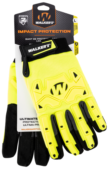 Walkers Game Ear Impact Protection Gloves Yellow/Black Synthetic Leather - Small