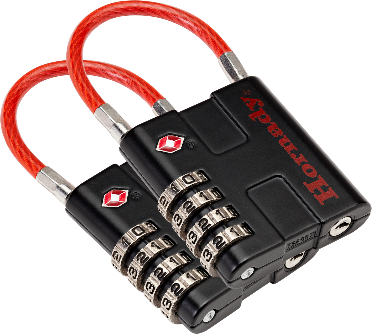Hornady Rapid Safe TSA Lock 4-Digit Combination Padlock Aluminum Black/Red - 2 Pack