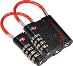Hornady Rapid Safe TSA Lock 4-Digit Combination Padlock Aluminum Black/Red - 2 Pack