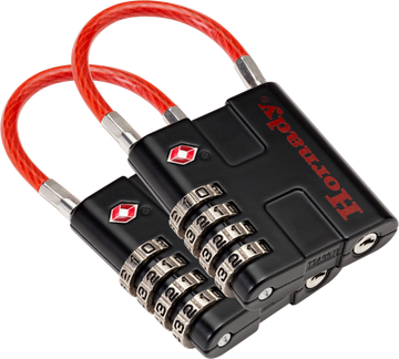 Hornady Rapid Safe TSA Lock 4-Digit Combination Padlock Aluminum Black/Red - 2 Pack