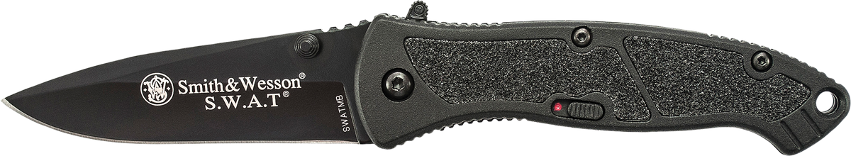 Smith & Wesson S.W.A.T. MAGIC 3.20" Folding Plain Edge 4034 SS Black Aluminum Handle