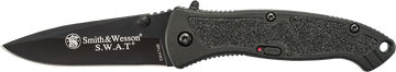 Smith & Wesson S.W.A.T. MAGIC 3.20" Folding Plain Edge 4034 SS Black Aluminum Handle