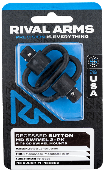 Rival Arms HD Swivel Set 1.5" Loops Black Manganese Phosphate Steel with Recessed Button