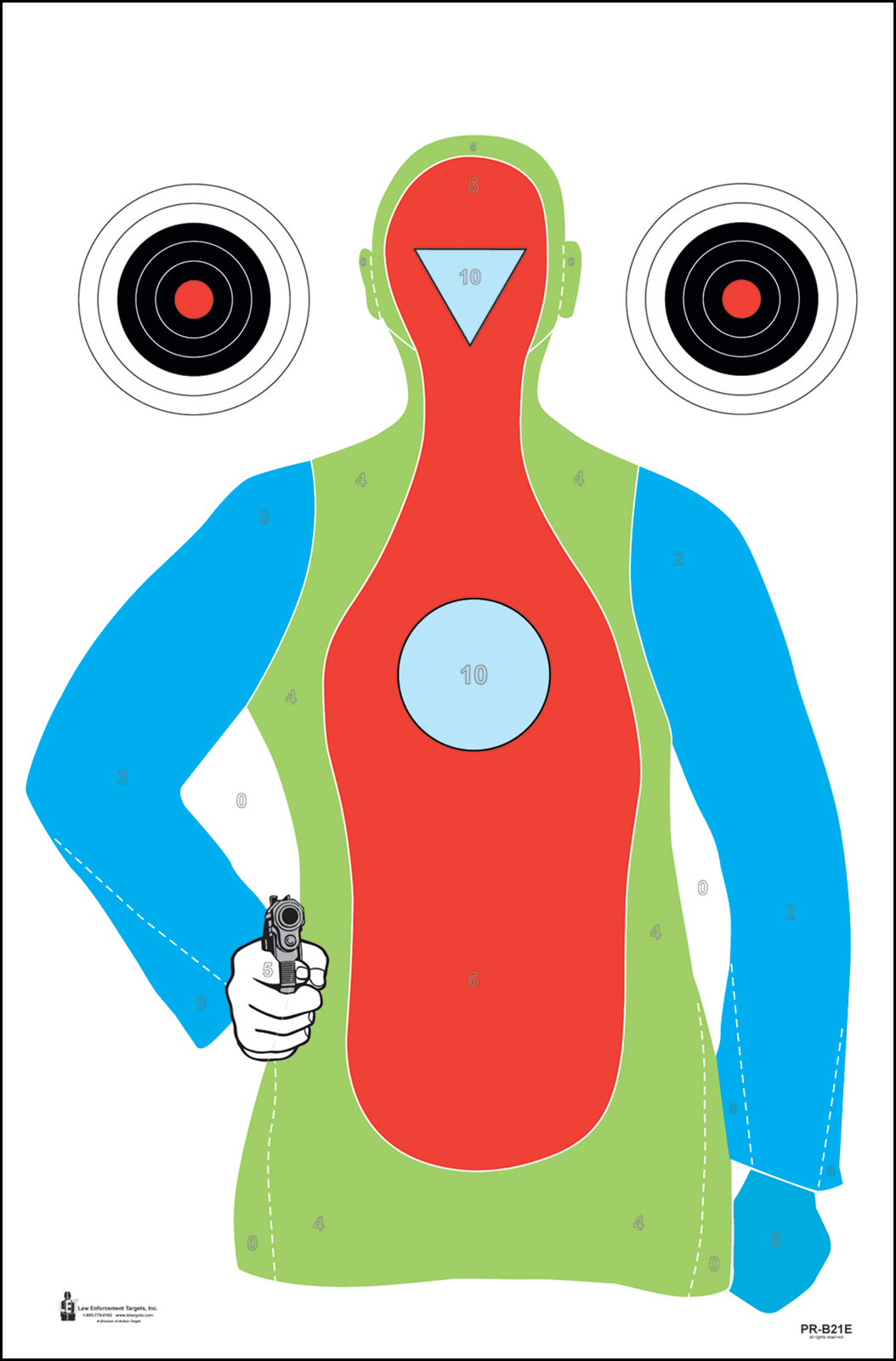 Action Target PRB21E100 Qualification High Visibility Fluorescent Silhouette Paper Hanging Target 23" x 35" Multi-Color 100/Box
