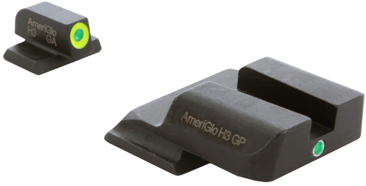 AmeriGlo SW301 i-Dot Night Sight Set for Smith & Wesson M&P - Green Tritium LumiGreen Outline Front / Green Tritium Rear
