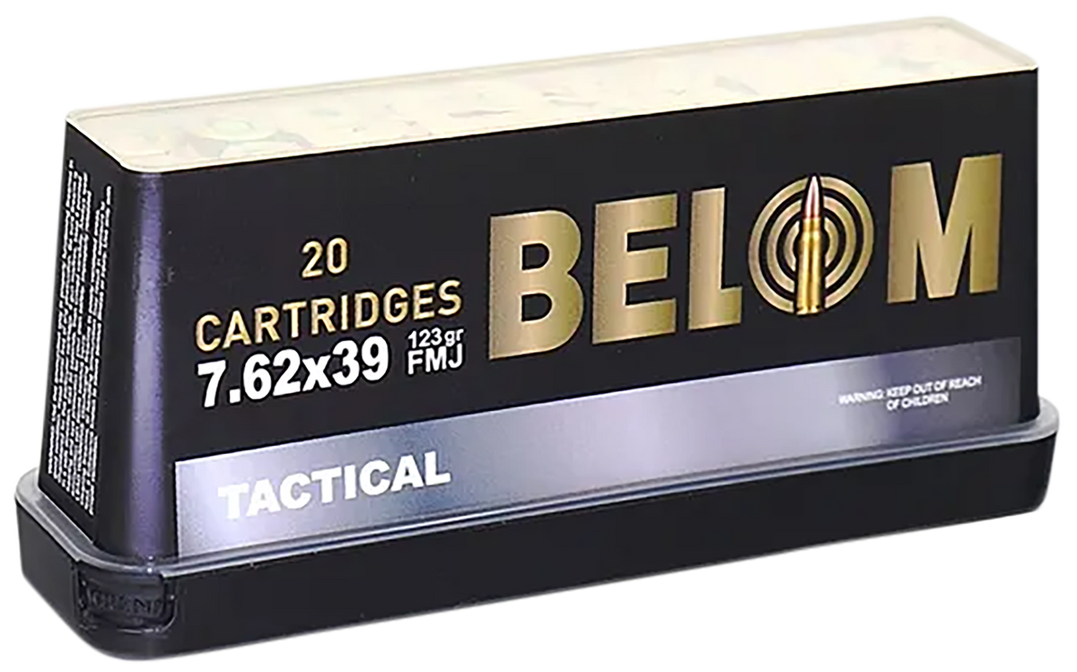 BELOM Ammo Tactical 7.62x39mm 123gr FMJ 20rd Box/24 Case - Box or Case