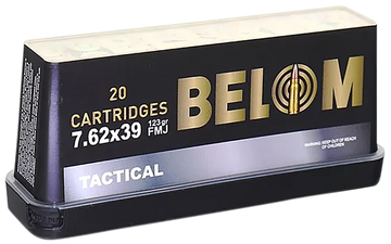 BELOM Ammo Tactical 7.62x39mm 123gr FMJ 20rd Box/24 Case - Box or Case