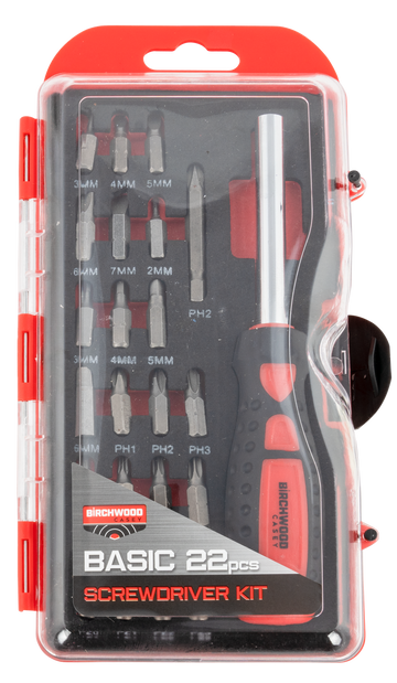 Birchwood Casey BSDS Basic Screwdriver Kit 22-Piece Slotted/Phillips/Torx/Hex