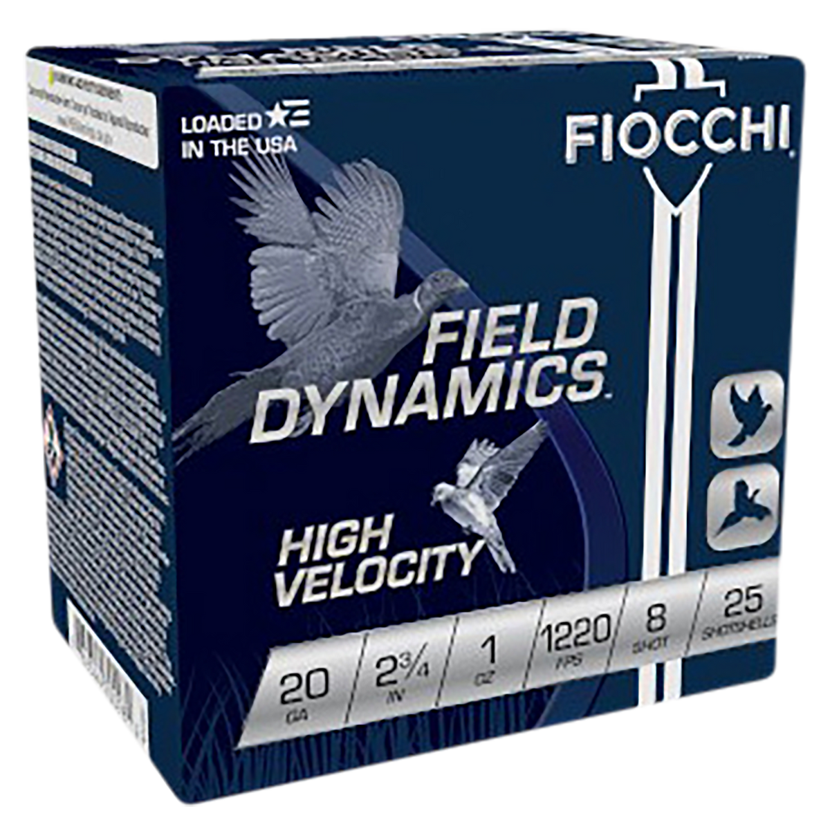 Fiocchi 20HV8 Field Dynamics High Velocity 20 Gauge 2.75" 1 oz 8 Shot 25 Bx/10 Cs - Box or Case