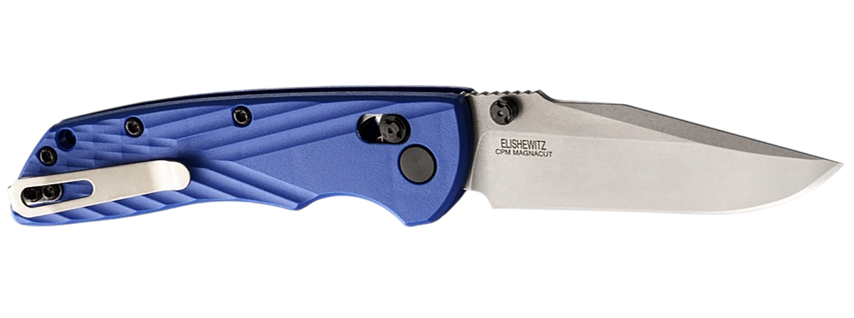 Hogue Deka 3.25" Clip Point Folding Knife - CPM MagnaCut Plain Edge / Blue Polymer