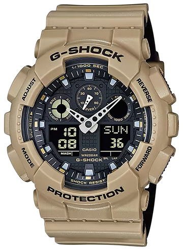 G-Shock GA100L-8A Tactical Brown Analog/Digital Watch 200M Stainless Steel Bezel