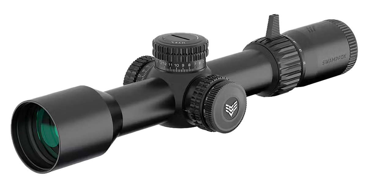 Swampfox Optics Warhawk 5-25x56mm 34mm Tube FFP Riflescope - Sharpshooter MIL Reticle