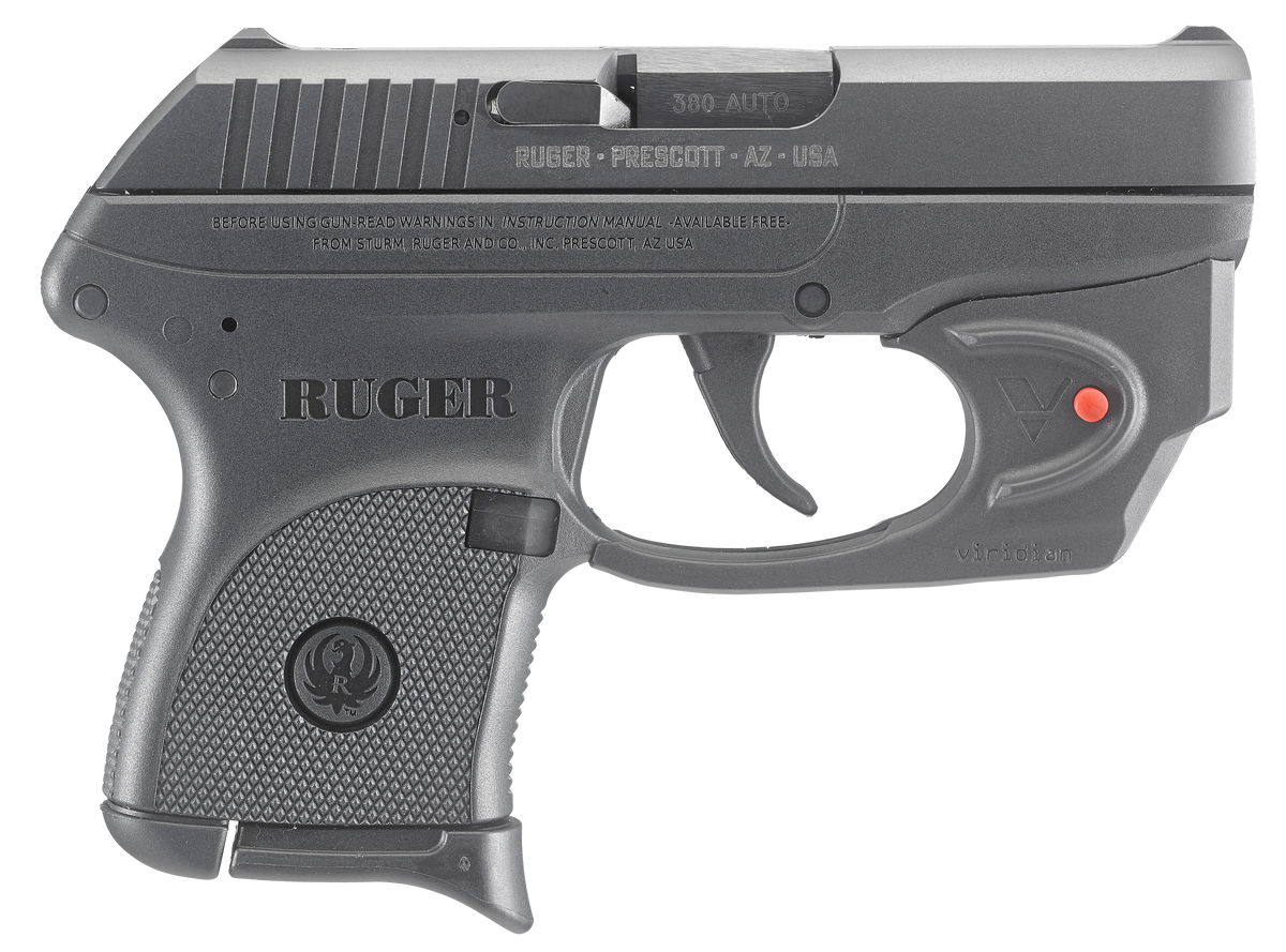 Ruger 3752 LCP w/Laser 380 ACP 2.75" 6+1 Semi-Auto Pistol - Viridian E-Series Red Laser