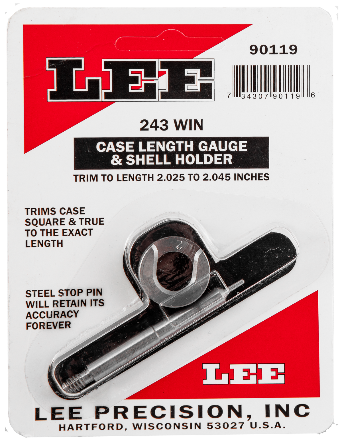 Lee 90119 Case Length Gauge 243 Winchester w/Shell Holder