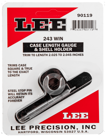 Lee 90119 Case Length Gauge 243 Winchester w/Shell Holder