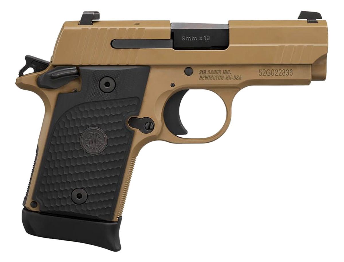 Sig Sauer P938 Emperor Scorpion 9mm Luger 3 in 7+1 SAO Pistol - FDE PVD - Hogue G10 Grips