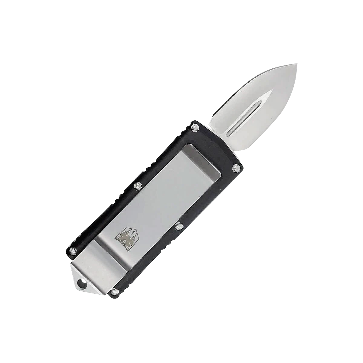 CobraTec Knives Money Clip 1.75" OTF Plain D2 Steel Black Aluminum Handle