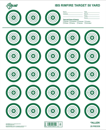 EZ-Aim Official IBS Rimfire Target 14" x 17" Non-Adhesive Paper Hanging White/Green 25 Pack