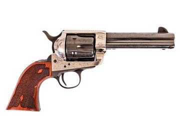 Cimarron Frontier 357 Mag 4.75" 6-Shot SAO Revolver - Old Silver Engraved Frame