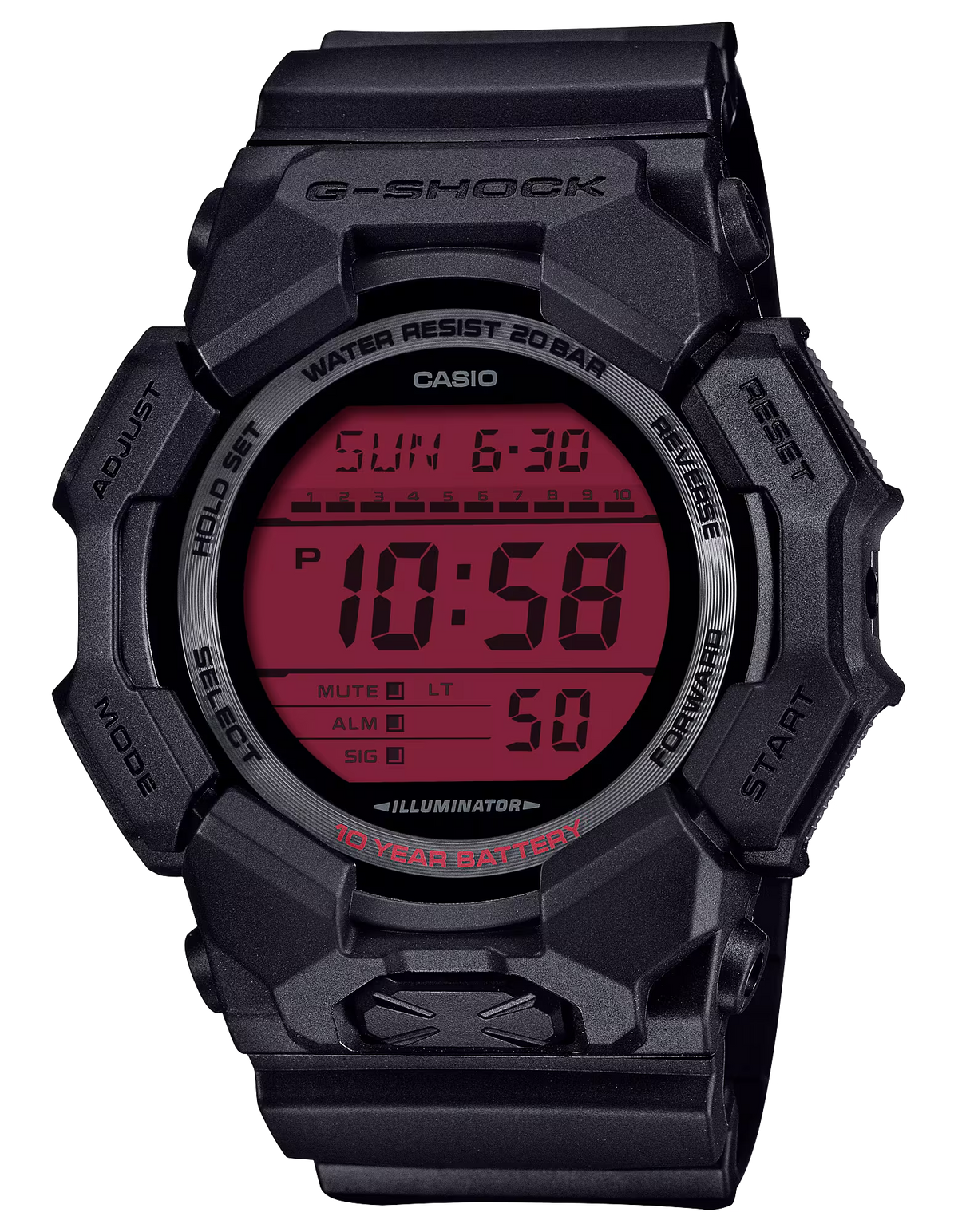 G-Shock GD-010BBR-1 Digital Black/Red Resin Watch