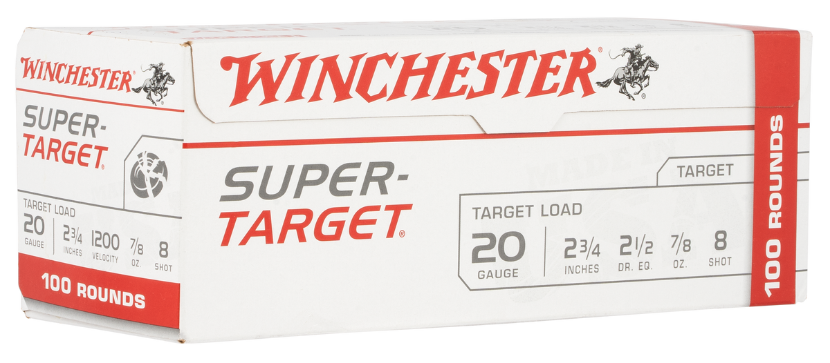 Winchester Ammo Super-Target 20 Gauge 2.75" 7/8oz #8 Shot 100 Rd - Box or Case