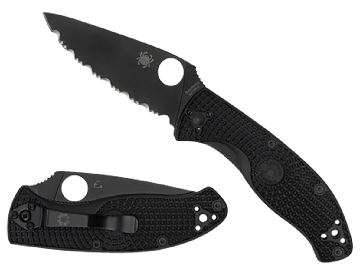 Spyderco Tenacious Lightweight 3.39" 8Cr13MoV Part Serrated Black FRN Folding Knife