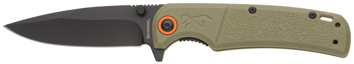 Browning Buckmark Slim EDC 3.13" Folding Drop Point D2 Steel Black Oxide Sage Polymer Knife
