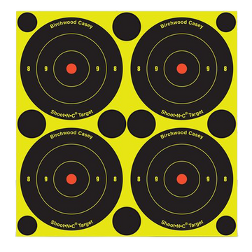 Birchwood Casey Shoot-N-C 3" Bullseye Self-Adhesive Paper Reactive Target 12 Pack