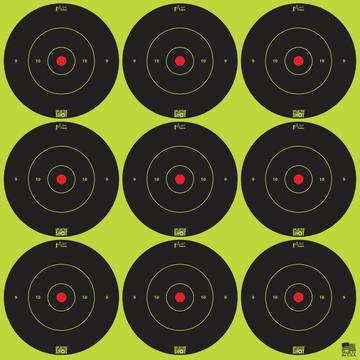 Pro-Shot SplatterShot 2" Bullseye Self-Adhesive Paper Target 12 Pack / 108 Targets - Black/Green