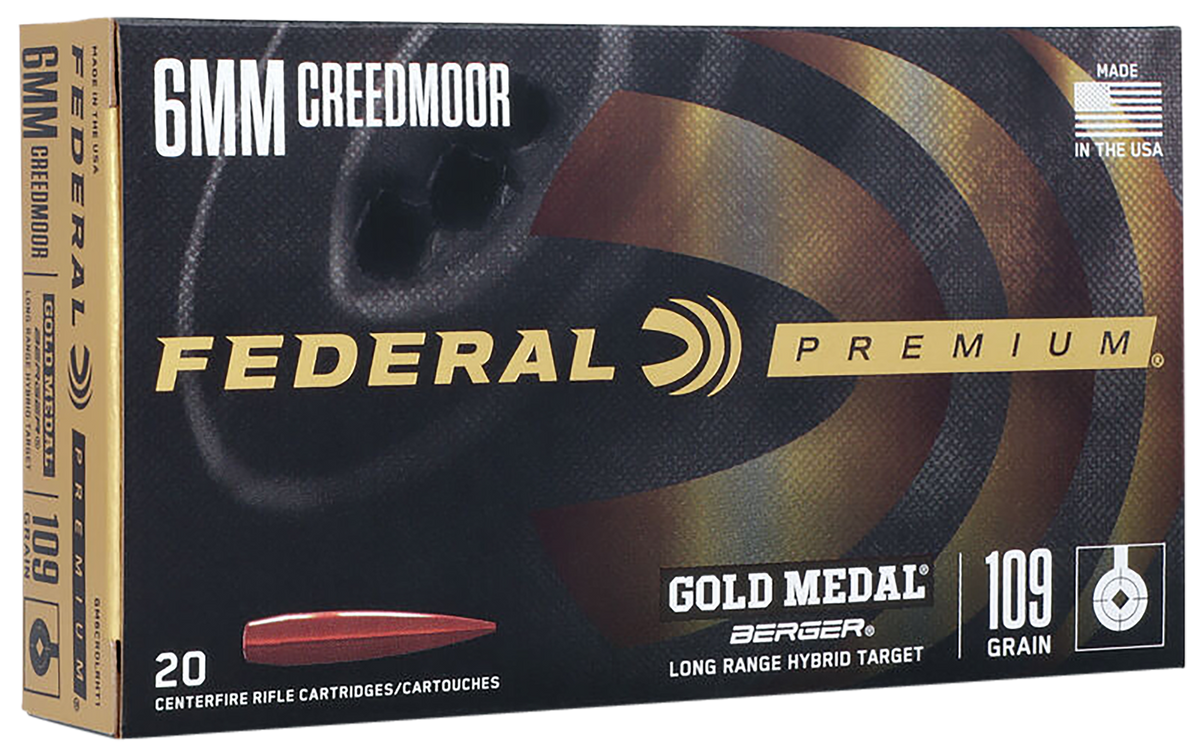 Federal Premium Gold Medal 6mm Creedmoor 109gr Berger Long Range Hybrid Target 20rd - Box or Case