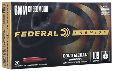Federal Premium Gold Medal 6mm Creedmoor 109gr Berger Long Range Hybrid Target 20rd - Box or Case