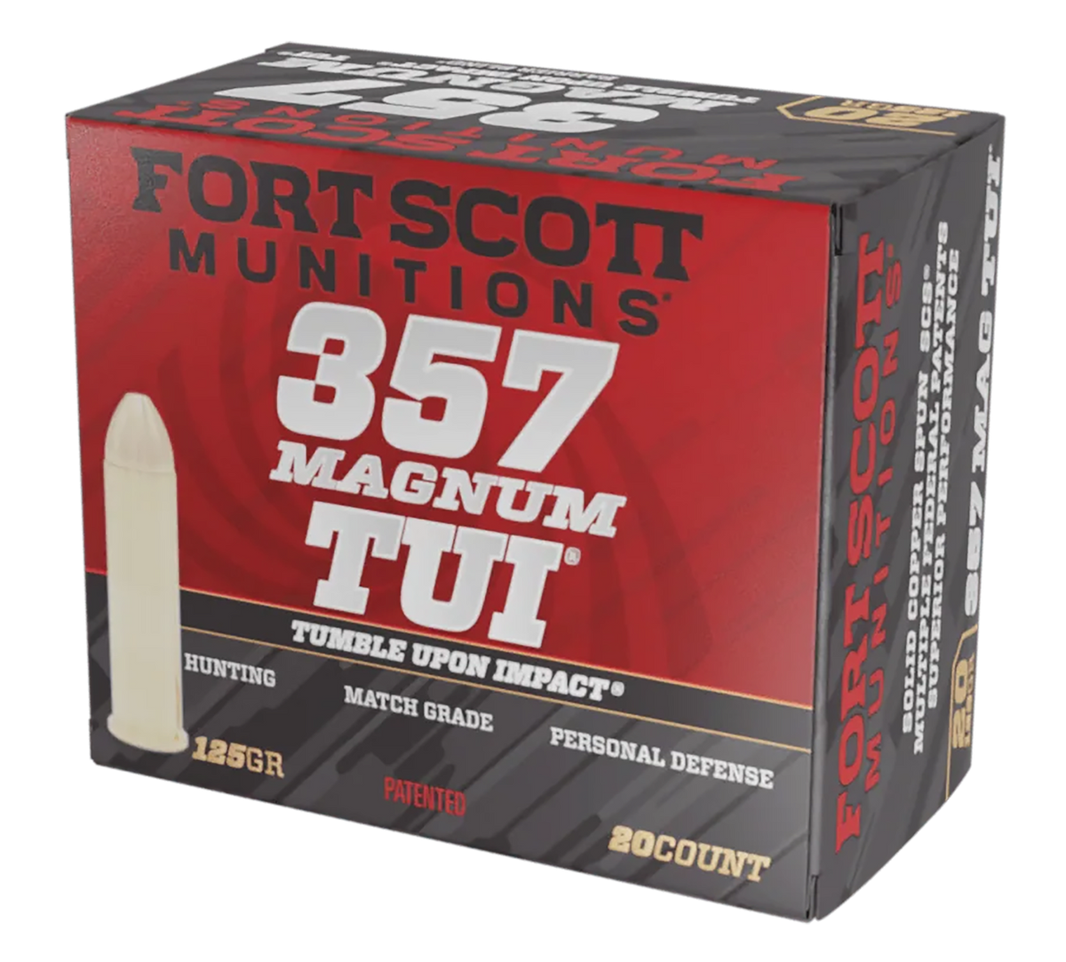 Fort Scott Munitions Tumble Upon Impact (TUI) 357 Mag 125 gr Solid Copper Spun - Box or Case
